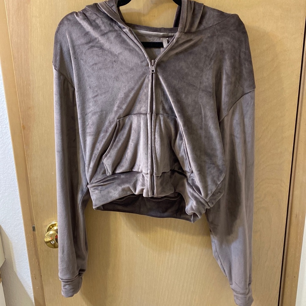 Skims Velvet Cropped Hoodie